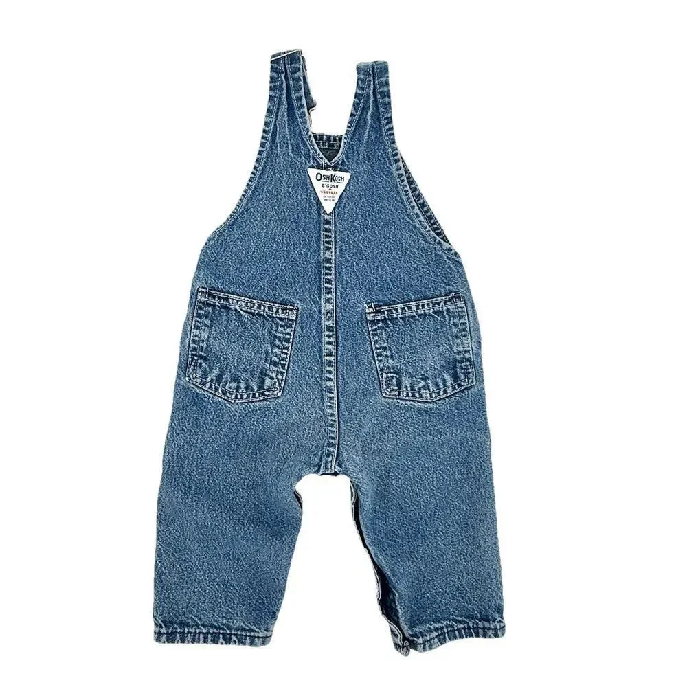 Vintage OshKosh B'gosh Bib Overalls 12m Blue Denim VESTBAK Made USA 80s-90s